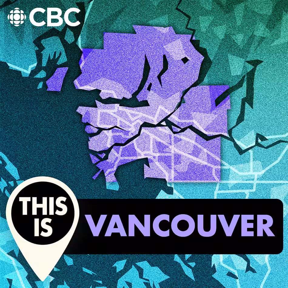 This is Vancouver podcast cover image, showing a map of Vancouver with greater Vancouver highlighted in purple.